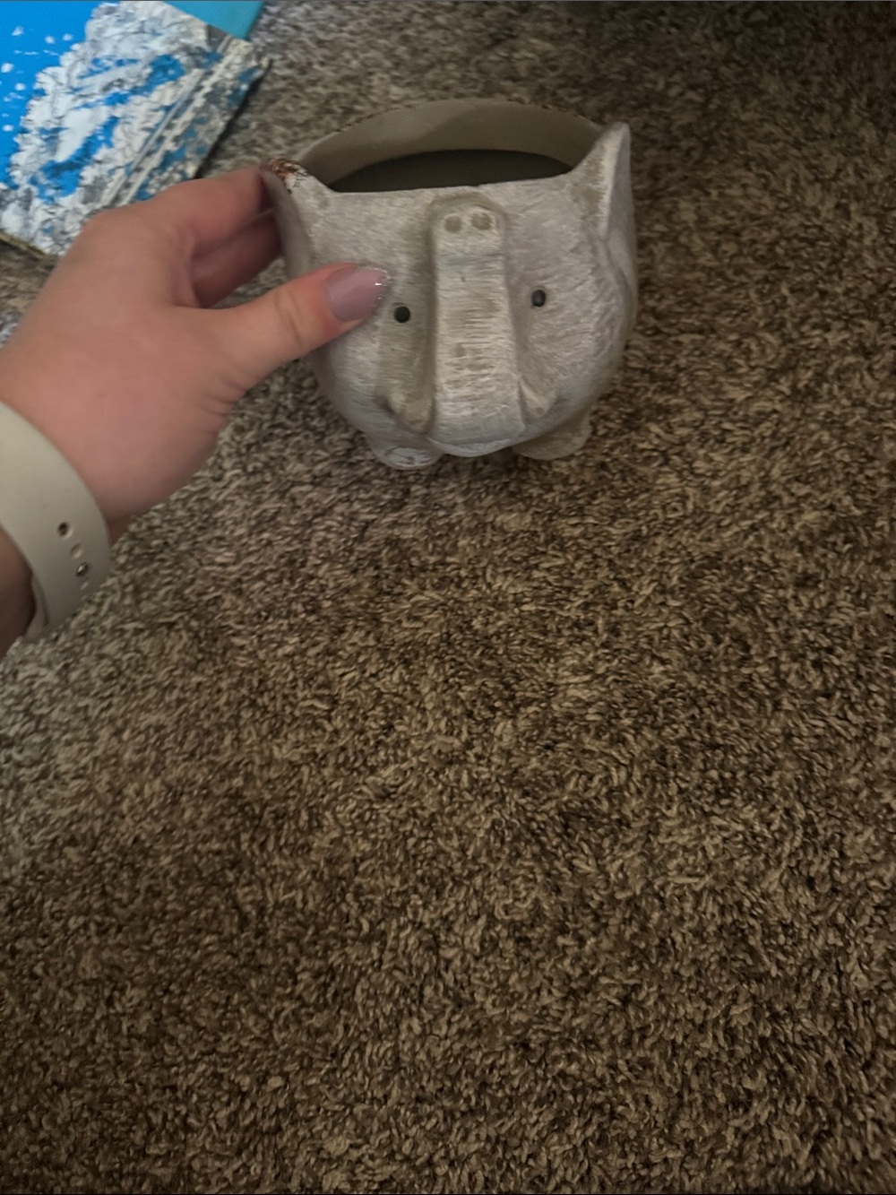 Gray Elephant Ceramic Planter